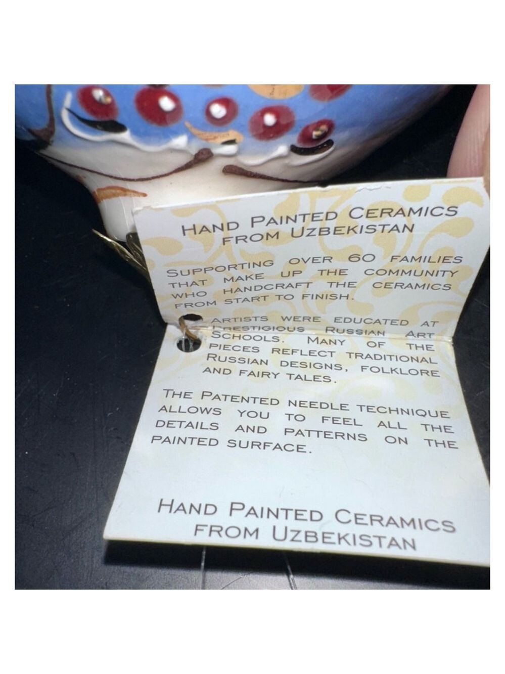NOS Vintage Heritage International Hand Painted Ceramic Ornament Uzbekistan - Picture 5 of 7